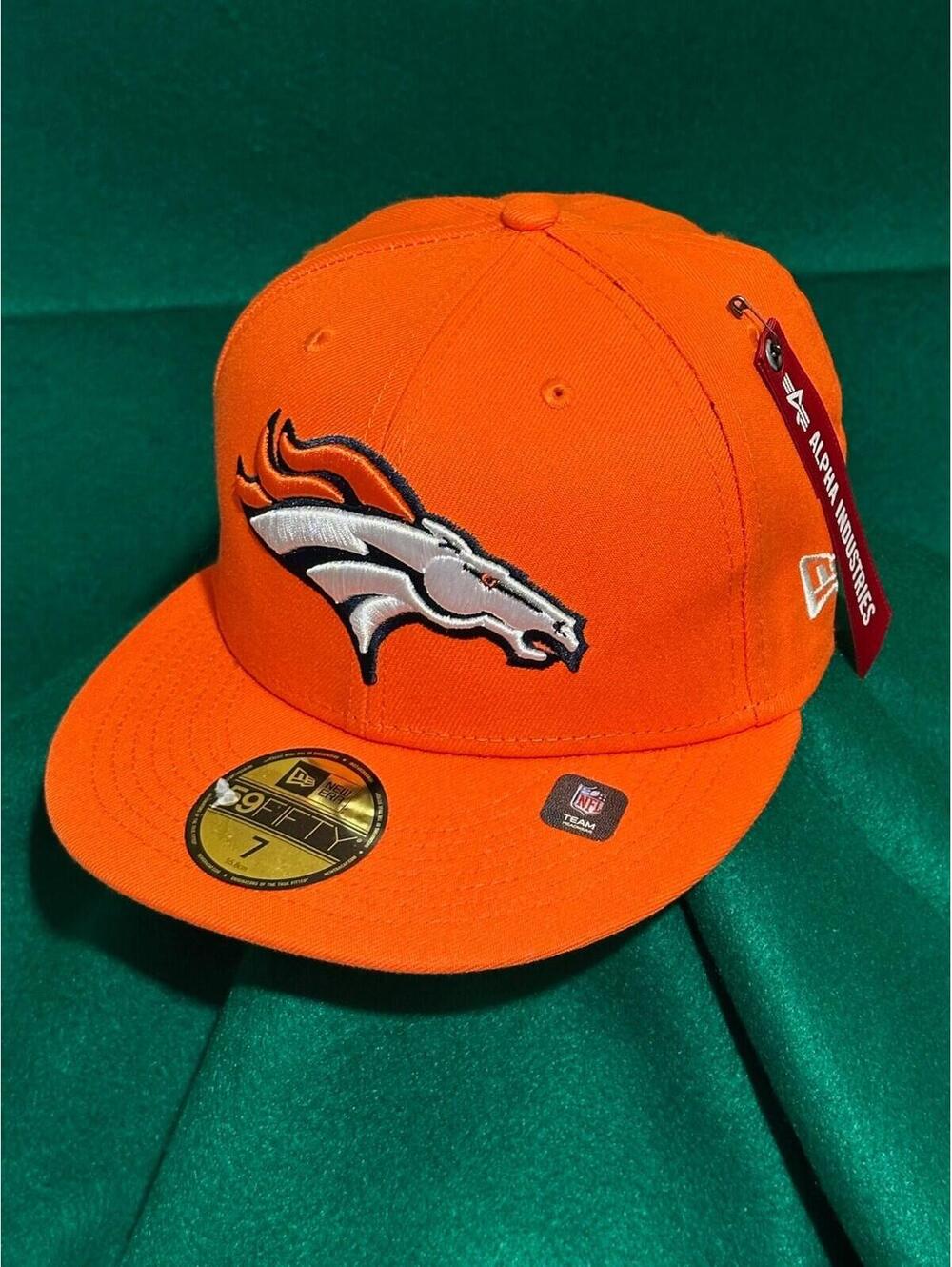 Denver Broncos Team Logo x Alpha Industries New Era 59FIFTY Orange Fitted 7 Hat